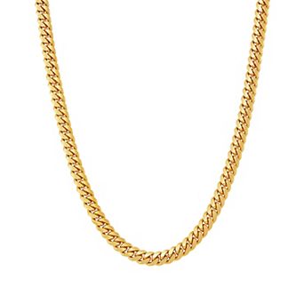 Everlasting Silver Gold Over Silver Solid Cuban Chain Necklace