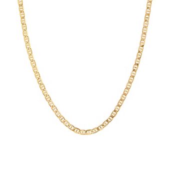 Everlasting Silver Gold Over Silver Solid Mariner Chain Necklace