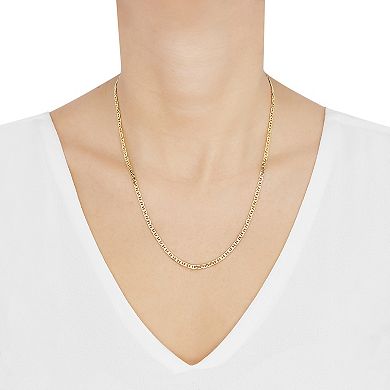 Everlasting Silver Gold Over Silver Solid Mariner Chain Necklace