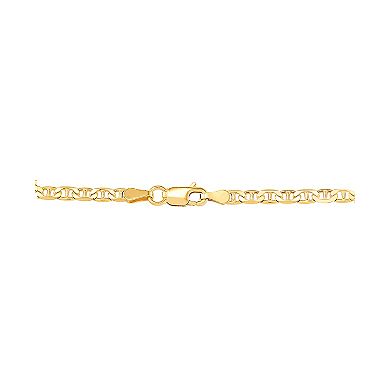 Everlasting Silver Gold Over Silver Solid Mariner Chain Necklace
