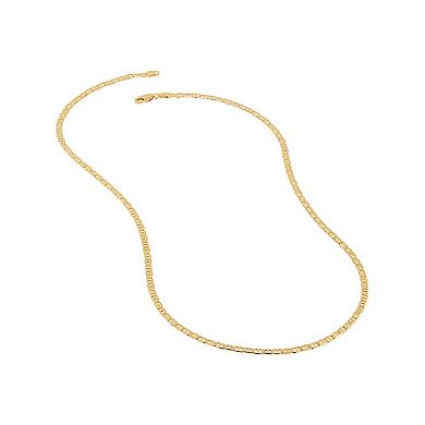 Everlasting Silver Gold Over Silver Solid Mariner Chain Necklace