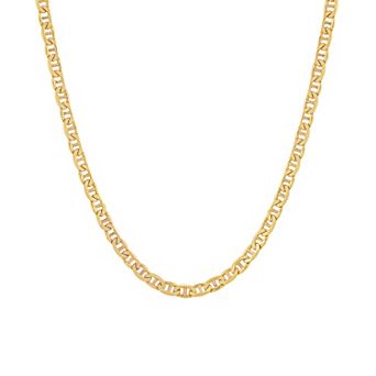 Everlasting Silver Gold Over Silver Solid Mariner Chain Necklace
