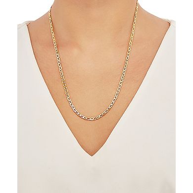 Everlasting Silver Gold Over Silver Solid Mariner Chain Necklace