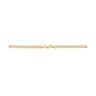 Everlasting Silver Gold Over Silver Solid Mariner Chain Necklace