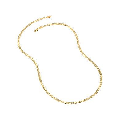 Everlasting Silver Gold Over Silver Solid Mariner Chain Necklace