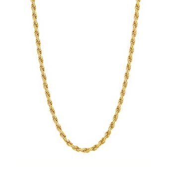Everlasting Silver Gold Over Silver Solid Rope Chain Necklace