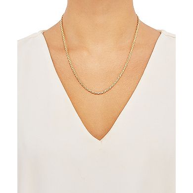 Everlasting Silver Gold Over Silver Solid Rope Chain Necklace