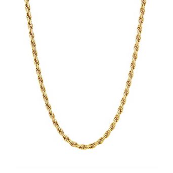 Everlasting Silver Gold Over Silver Solid Rope Chain Necklace