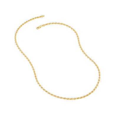 Everlasting Silver Gold Over Silver Solid Rope Chain Necklace