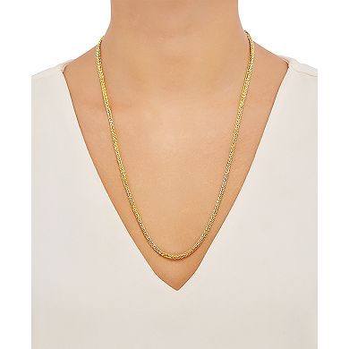 Everlasting Silver Gold Over Silver Solid Round Wheat Chain Necklace