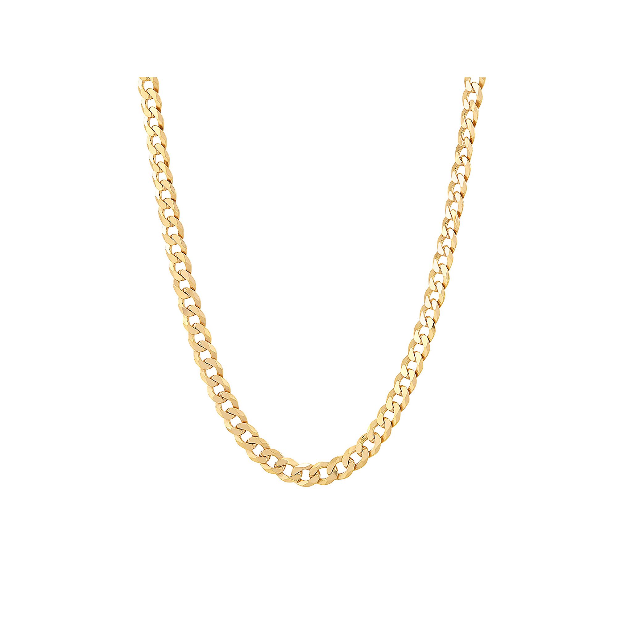 Everlasting Silver Gold Over Silver Solid Flat Curb Chain Necklace, Women