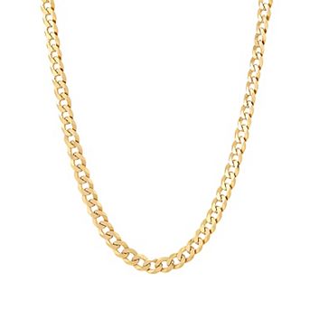 Everlasting Silver Gold Over Silver Solid Flat Curb Chain Necklace