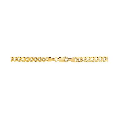 Everlasting Silver Gold Over Silver Solid Flat Curb Chain Necklace