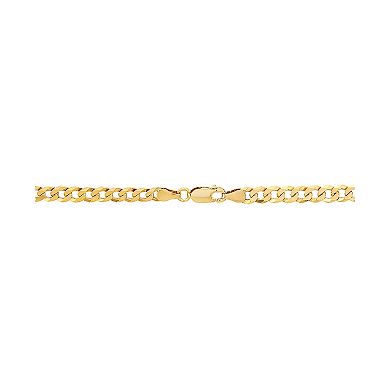 Everlasting Silver Gold Over Silver Solid Flat Curb Chain Necklace