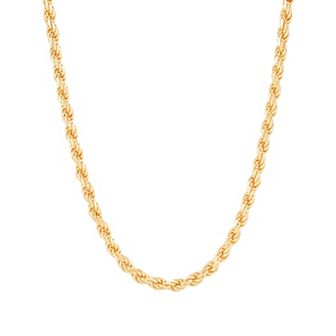 Everlasting Silver Gold Over Silver Solid Rope Chain Necklace