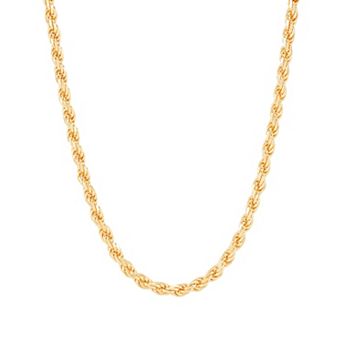 Everlasting Silver Gold Over Silver Solid Rope Chain Necklace