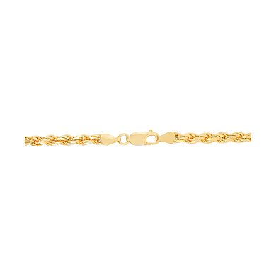 Everlasting Silver Gold Over Silver Solid Rope Chain Necklace