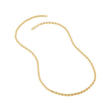 Everlasting Silver Gold Over Silver Solid Rope Chain Necklace