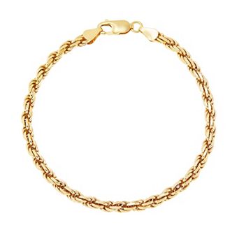 Everlasting Silver Gold Over Silver Solid Rope Chain Bracelet