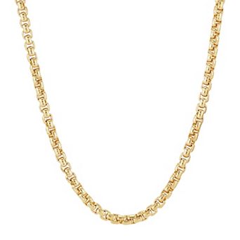 Everlasting Silver Gold Over Silver Solid Round Box Chain Necklace