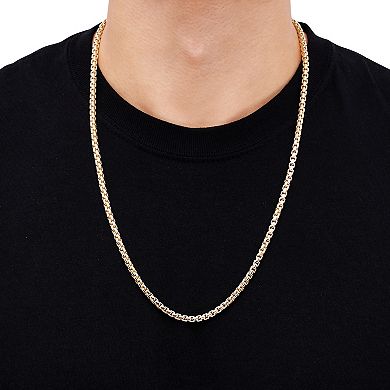 Everlasting Silver Gold Over Silver Solid Round Box Chain Necklace