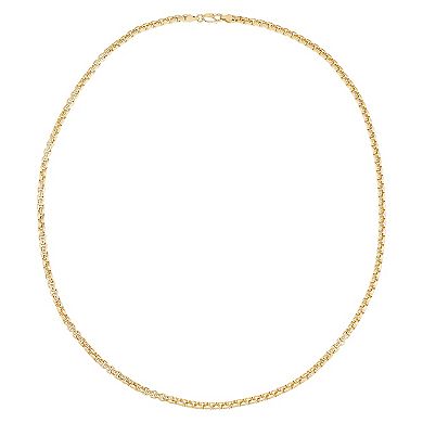 Everlasting Silver Gold Over Silver Solid Round Box Chain Necklace