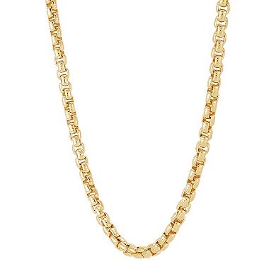 Everlasting Silver Gold Over Silver Solid Round Box Chain Necklace