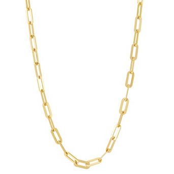 Everlasting Silver Gold Over Silver Solid Paperclip Chain Necklace