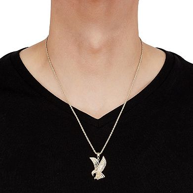 Everlasting Silver Gold Over Silver Eagle Pendant Necklace