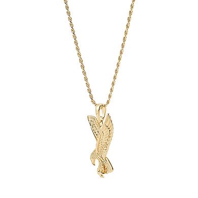 Everlasting Silver Gold Over Silver Eagle Pendant Necklace