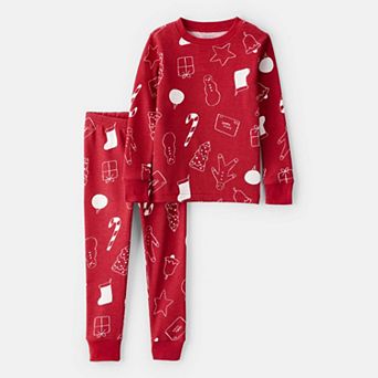 Baby & Toddler Carter's Red Holiday Print 2 pc Pajama Top & Pajama Bottoms Set