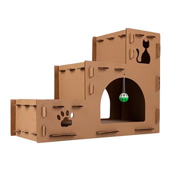PetMaker Cardboard Cat House with Pads
