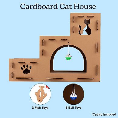PetMaker Cardboard Cat House with Pads