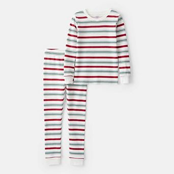 Kids 4-14 Carter's Striped Holiday 2 pc Pajama Top & Pajama Bottoms Set