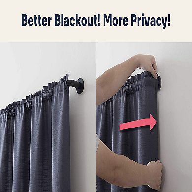 HLC.me Wrap Around Room Darkening Grommet Curtain Rod - Adjustable Curtain Rod - Sturdy