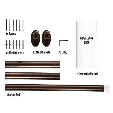 HLC.me Wrap Around Room Darkening Grommet Curtain Rod - Adjustable Curtain Rod - Sturdy