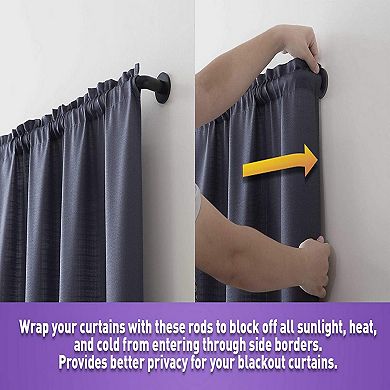 HLC.me Wrap Around Room Darkening Grommet Curtain Rod - Adjustable Curtain Rod - Sturdy