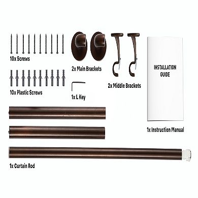 HLC.me Wrap Around Room Darkening Grommet Curtain Rod - Adjustable Curtain Rod - Sturdy