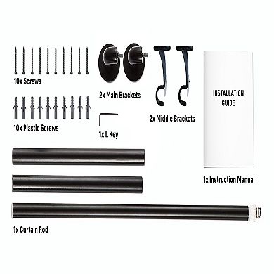 HLC.me Wrap Around Room Darkening Grommet Curtain Rod - Adjustable Curtain Rod - Sturdy