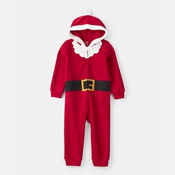 Toddler Carter's Santa Hooded Loose Fit Long-Sleeve One-Piece Pajamas