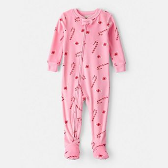 Baby Girl Carter's Velour Long-Sleeve Snug Fit One-Piece Pajamas