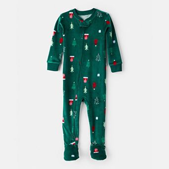 Baby Carter's Velour Long-Sleeve Snug Fit One-Piece Christmas Pajamas