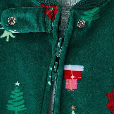 Baby Carter's Velour Long-Sleeve Snug Fit One-Piece Christmas Pajamas