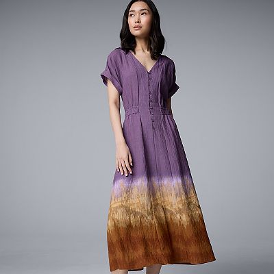 simply vera purple dress Women's Simply Vera Vera Wang Smocked Midi Dress