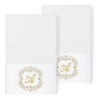 Linum Home Textiles 2 pc Turkish Cotton Monica Embellished Hand Towel Set