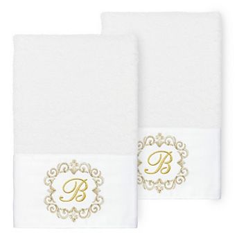Linum Home Textiles 2 pc Turkish Cotton Monica Embellished Hand Towel Set