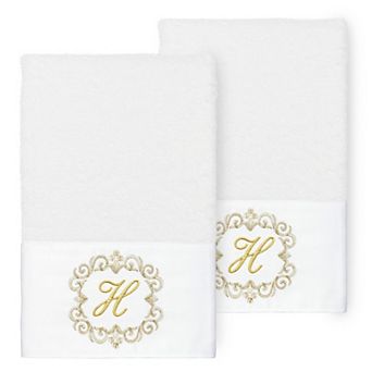 Linum Home Textiles 2 pc Turkish Cotton Monica Embellished Hand Towel Set