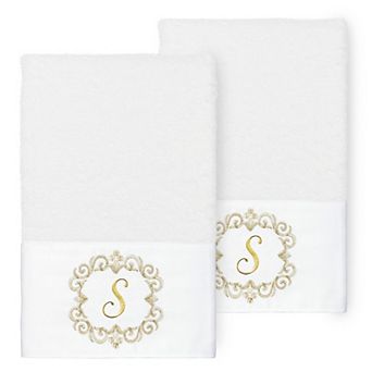 Linum Home Textiles 2 pc Turkish Cotton Monica Embellished Hand Towel Set