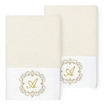 Linum Home Textiles 2 pc Turkish Cotton Monica Embellished Hand Towel Set