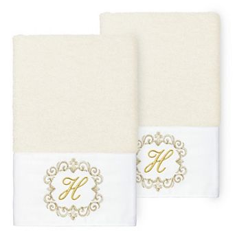 Linum Home Textiles 2 pc Turkish Cotton Monica Embellished Hand Towel Set